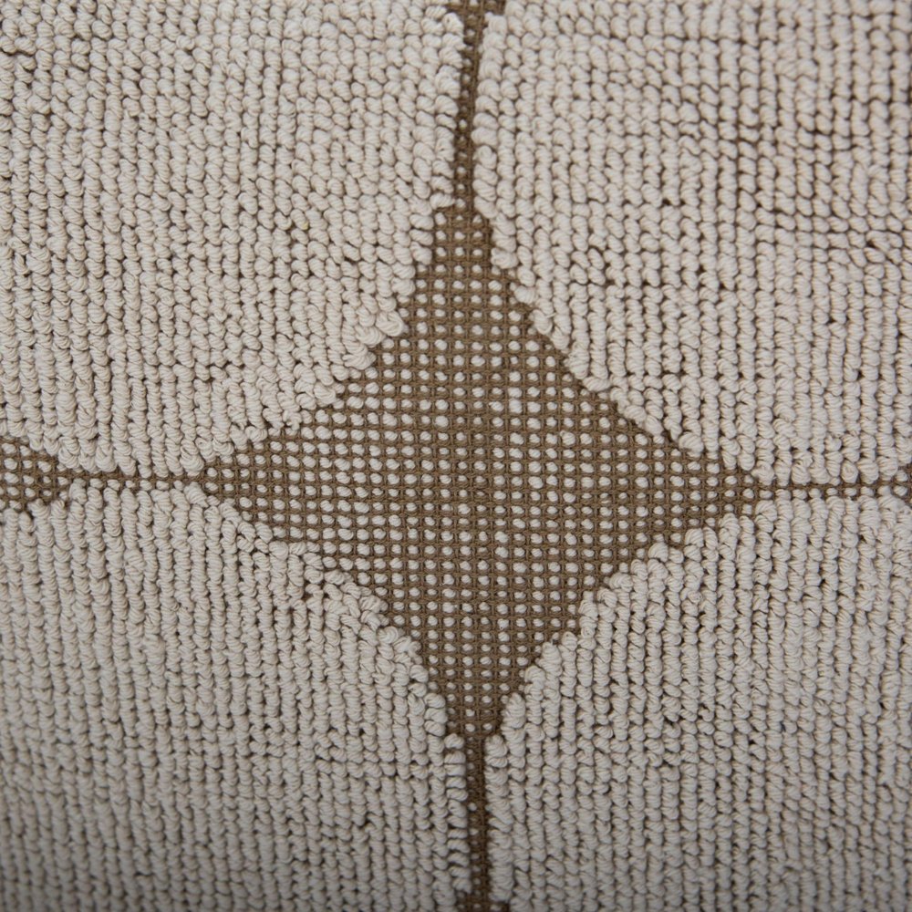 18" Beige Khaki and Natural Cotton Blend Geometric Cube Pouf Ottoman — view 2
