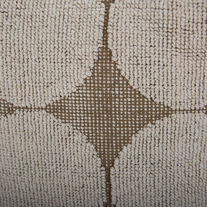 18" Beige Khaki and Natural Cotton Blend Geometric Cube Pouf Ottoman HomeRoots