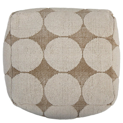 18" Beige Khaki and Natural Cotton Blend Geometric Cube Pouf Ottoman HomeRoots