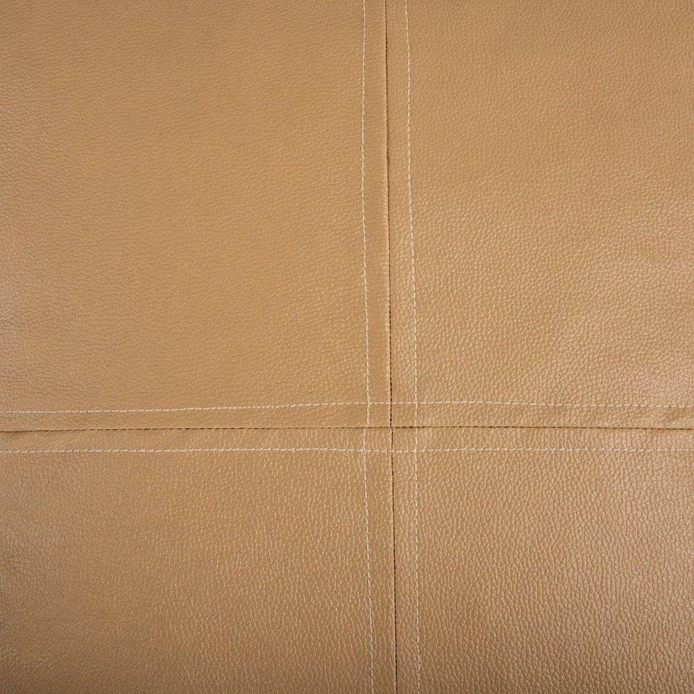18" Tan Faux Leather Cube Pouf Ottoman HomeRoots