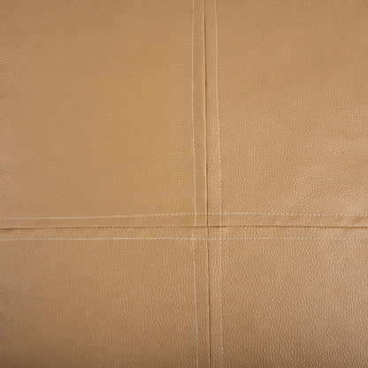 18" Tan Faux Leather Cube Pouf Ottoman HomeRoots