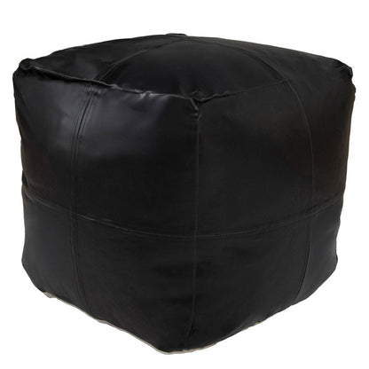 18" Tan Faux Leather Cube Pouf Ottoman HomeRoots