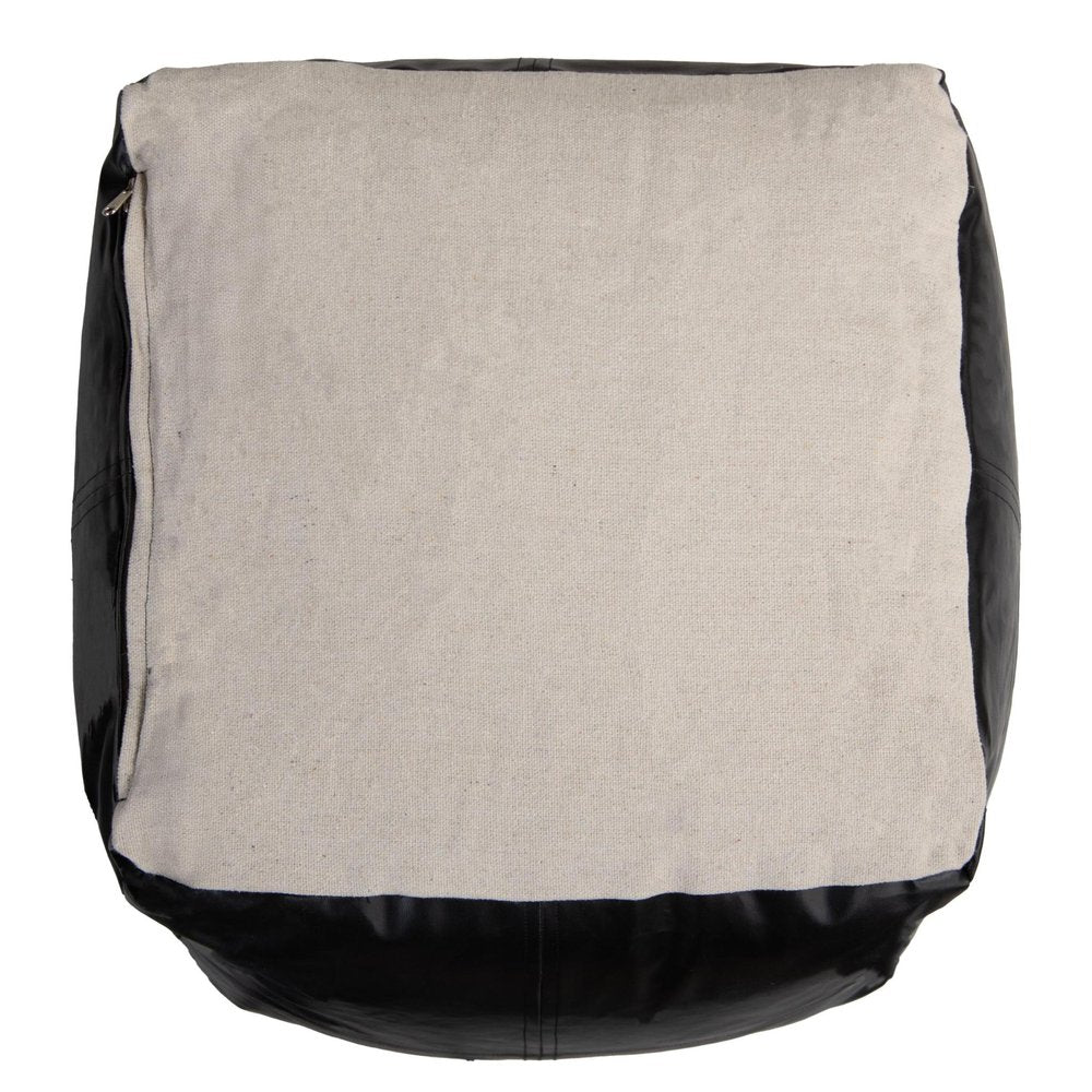 18" Tan Faux Leather Cube Pouf Ottoman HomeRoots