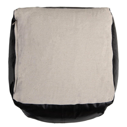 18" Tan Faux Leather Cube Pouf Ottoman HomeRoots