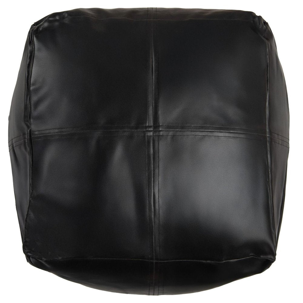 18" Tan Faux Leather Cube Pouf Ottoman — view 11