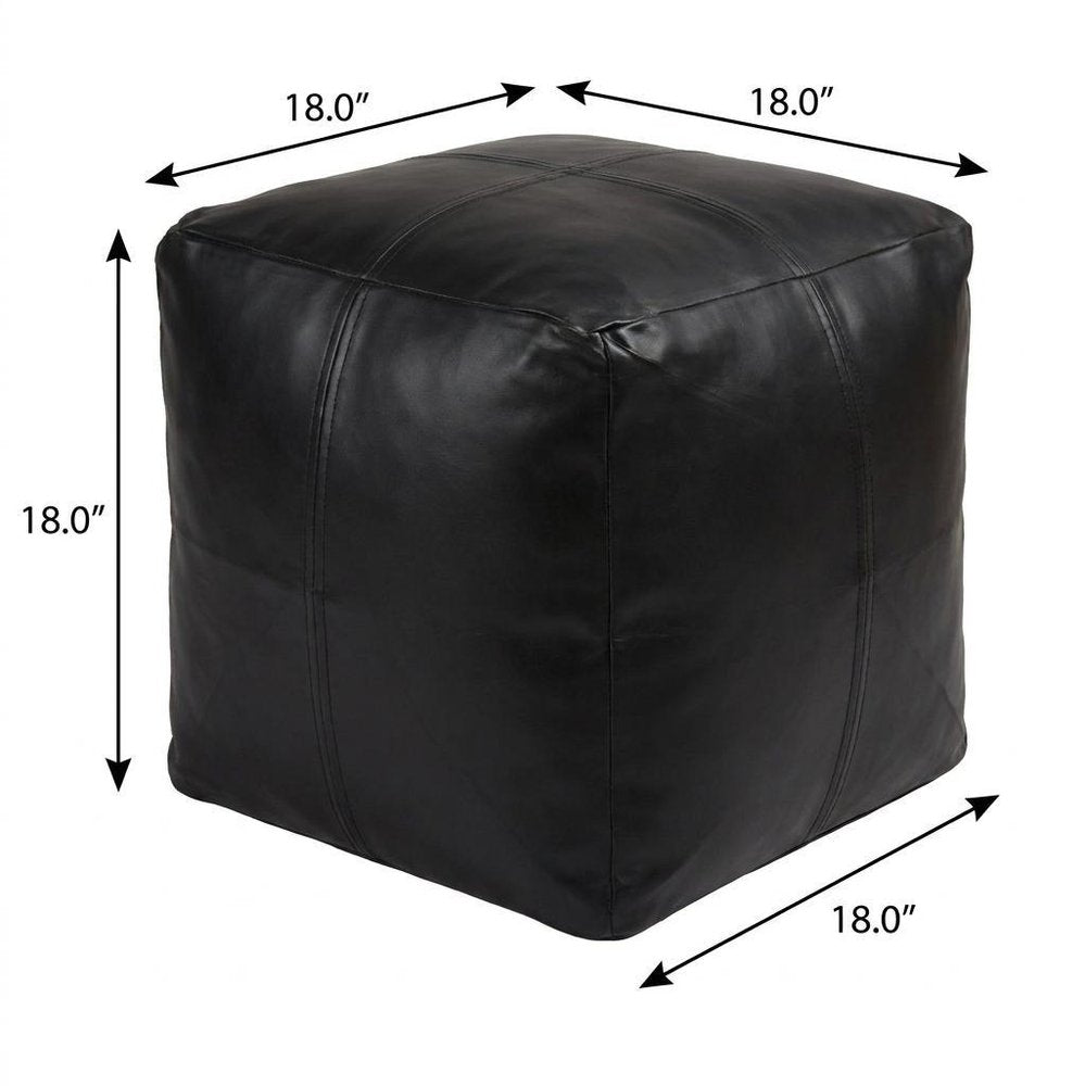 18" Tan Faux Leather Cube Pouf Ottoman — view 13