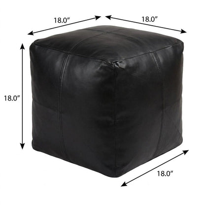 18" Tan Faux Leather Cube Pouf Ottoman HomeRoots