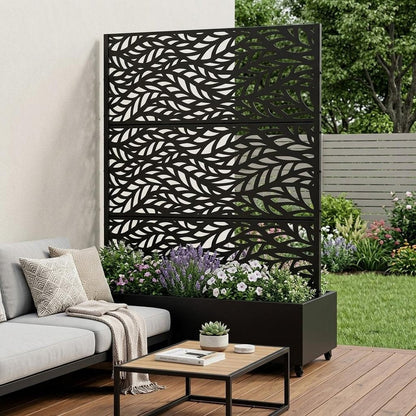 73" X 47" Black Botanical Galvanized Metal Rectangular Planter Box HomeRoots