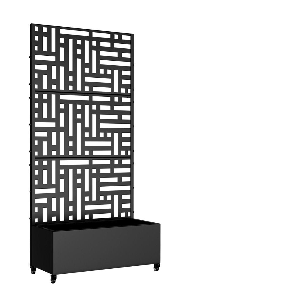 73" X 35" Black Geometric Galvanized Metal Rectangular Planter Box — view 2