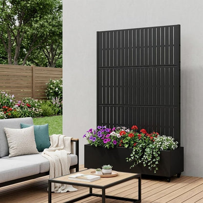 73" X 47" Black Striped Galvanized Metal Rectangular Planter Box HomeRoots