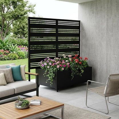 47" X 47" Black Striped Galvanized Metal Rectangular Planter Box HomeRoots