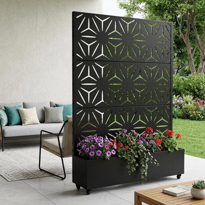 73" X 47" Black Geometric Galvanized Metal Rectangular Planter Box HomeRoots