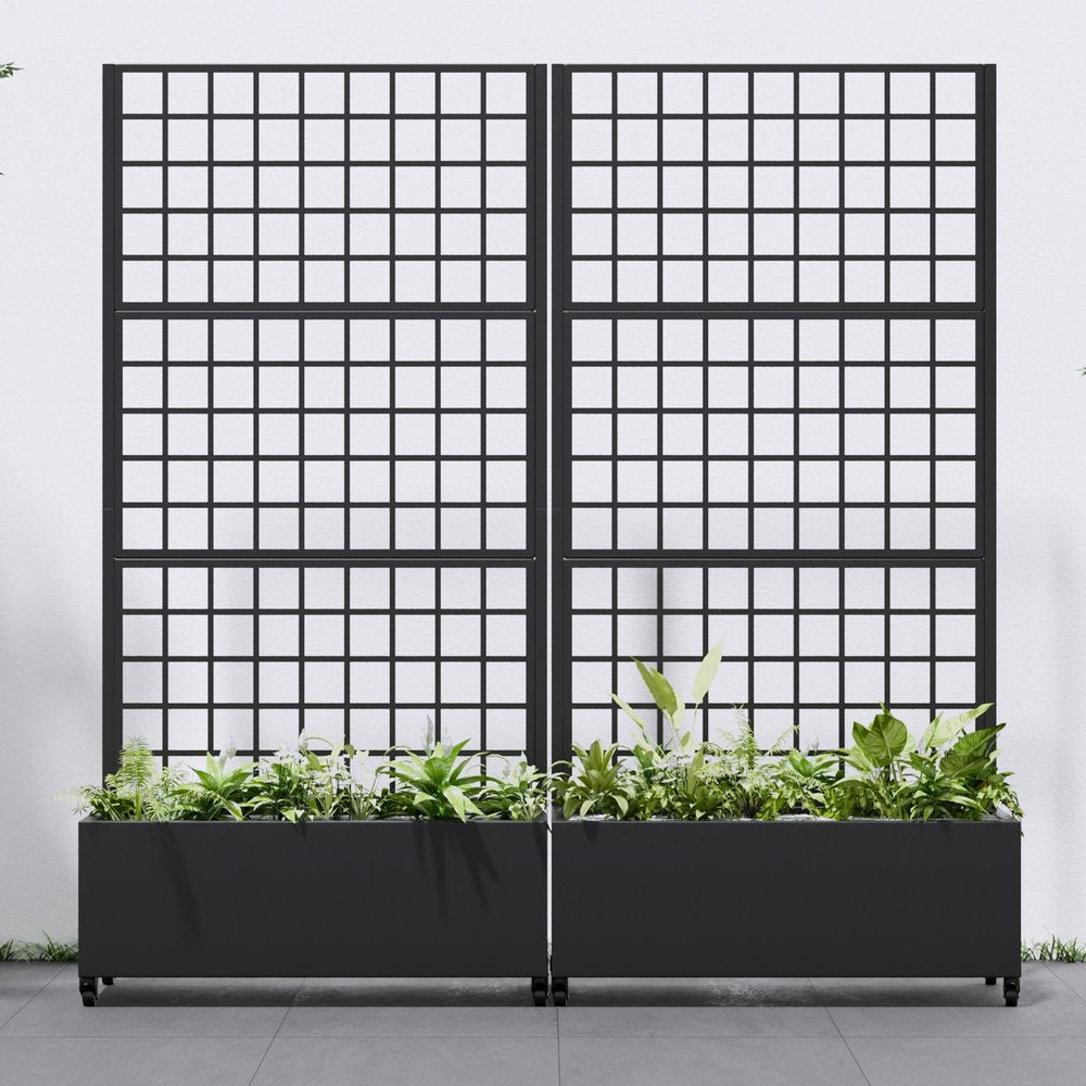 73" X 35" Black Geometric Galvanized Metal Rectangular Planter Box — view 5