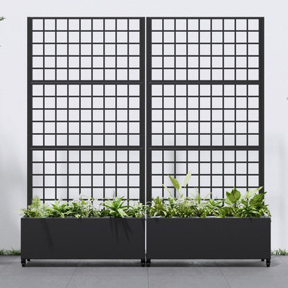 73" X 35" Black Geometric Galvanized Metal Rectangular Planter Box HomeRoots