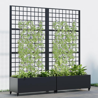 73" X 35" Black Geometric Galvanized Metal Rectangular Planter Box HomeRoots