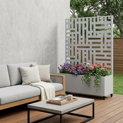 73" X 35" Gray Geometric Galvanized Metal Rectangular Planter Box HomeRoots