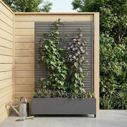 73" X 47" Gray Striped Galvanized Metal Rectangular Planter Box HomeRoots