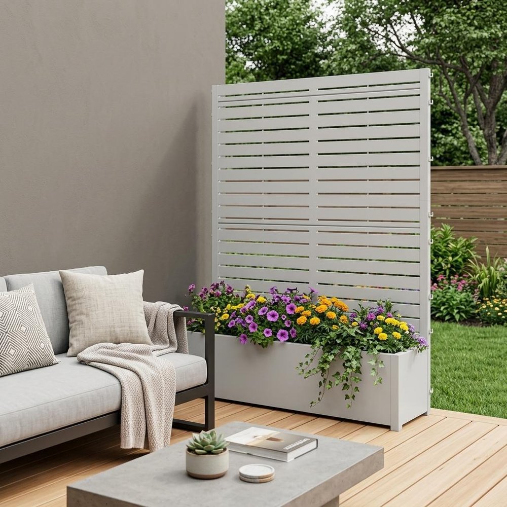 73" X 35" White Striped Galvanized Metal Rectangular Planter Box HomeRoots
