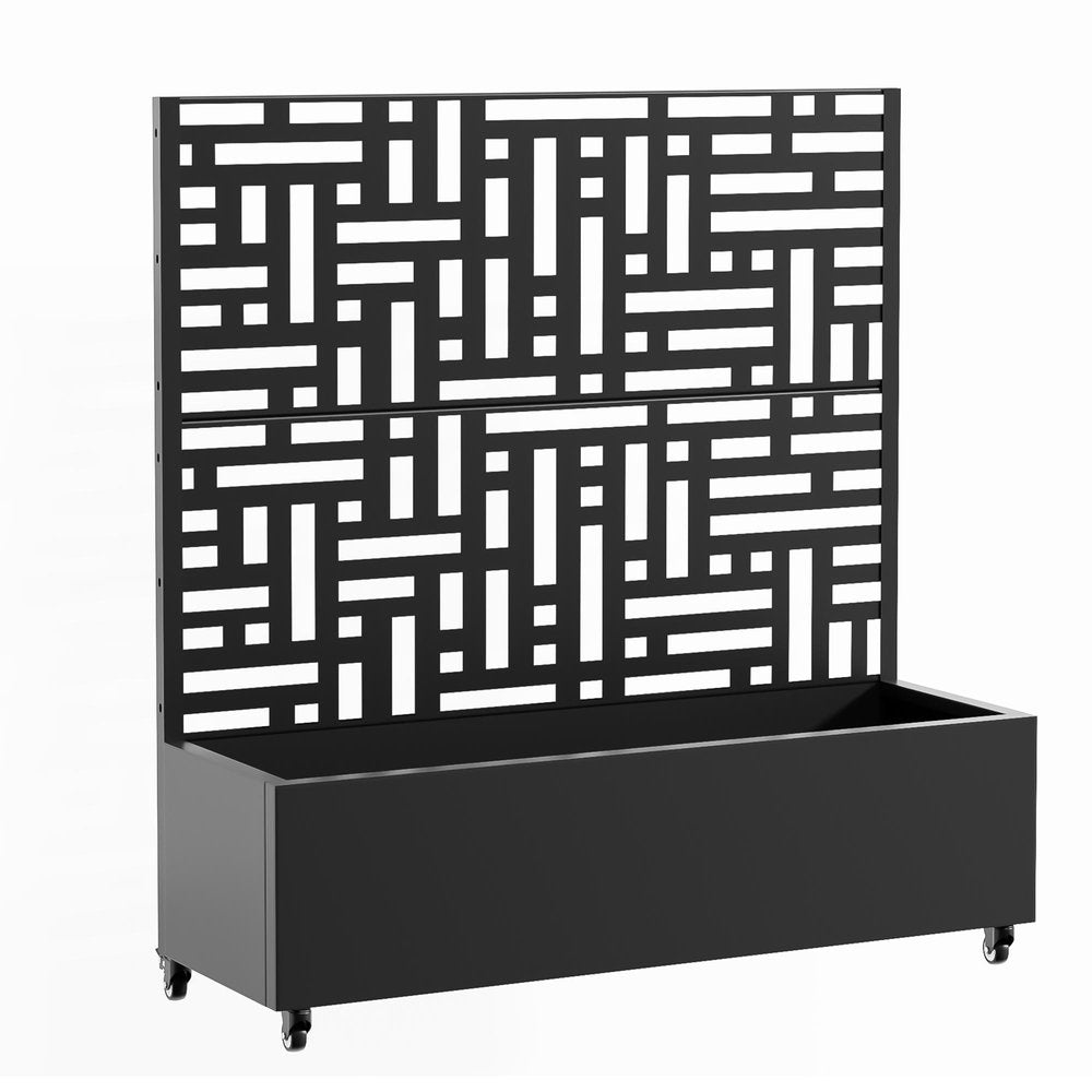 47" X 47" Black Geometric Galvanized Metal Rectangular Planter Box HomeRoots