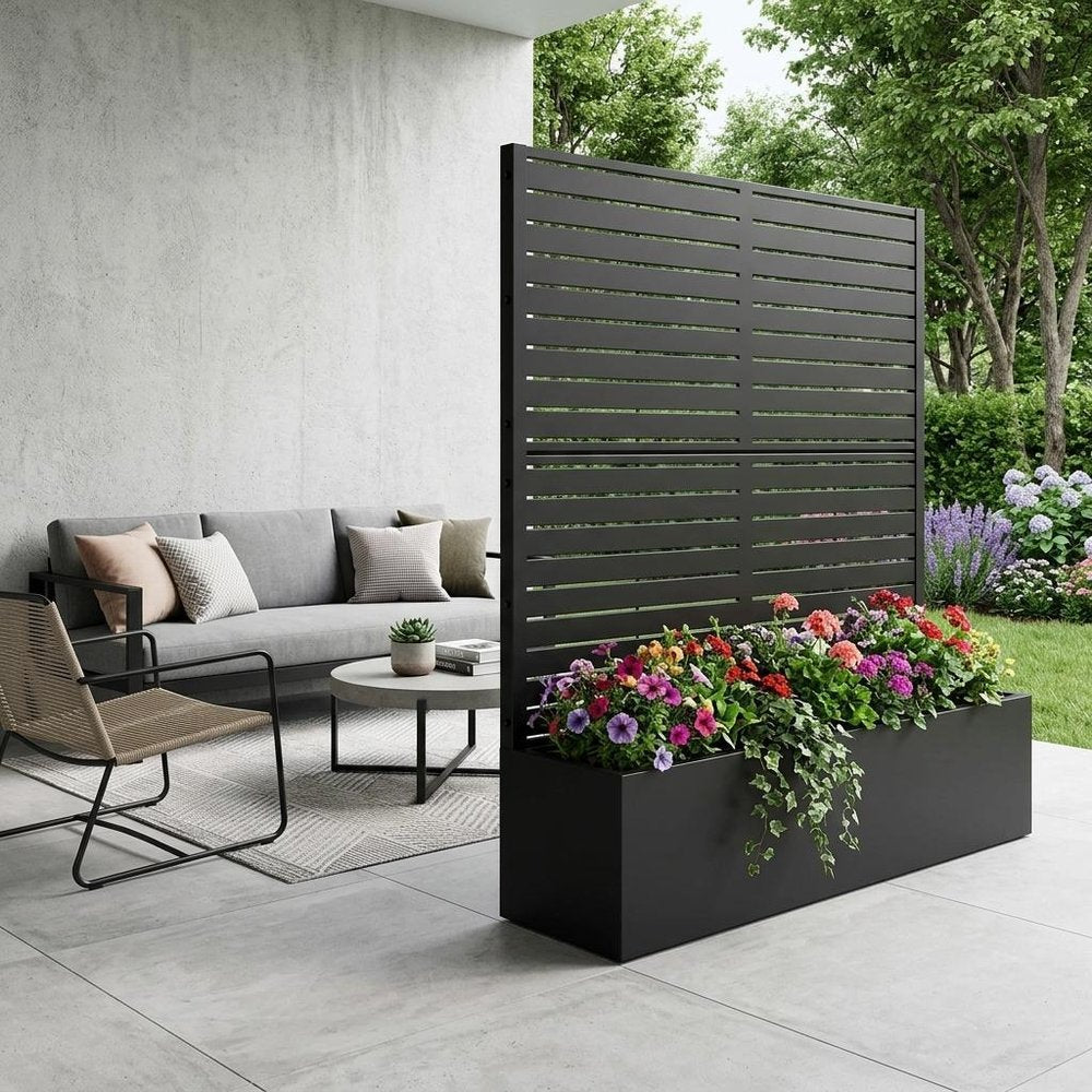 73" X 47" Black Striped Galvanized Metal Oval Planter Box HomeRoots
