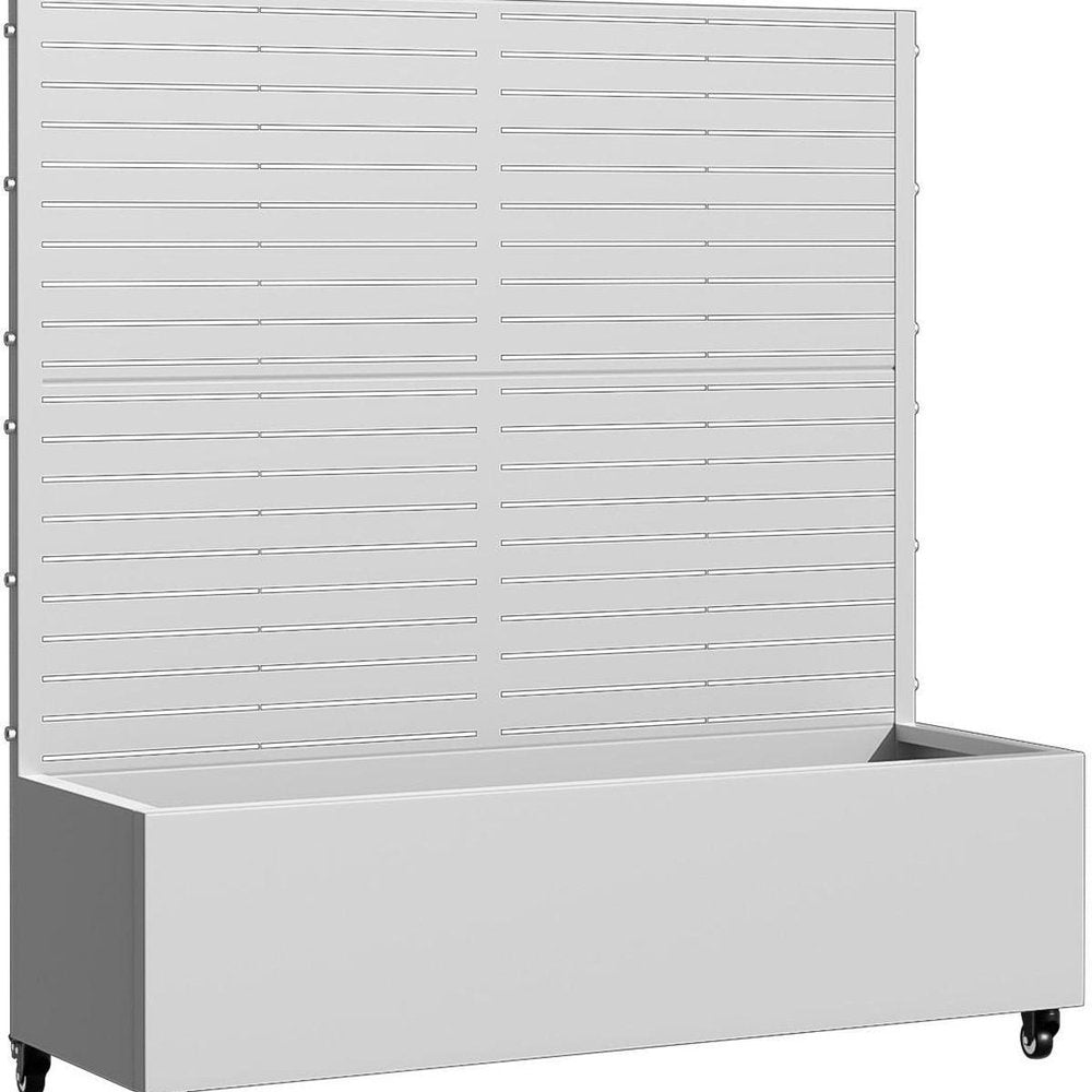 47" X 47" White Striped Galvanized Metal Rectangular Planter Box HomeRoots