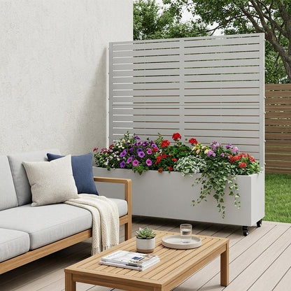 47" X 47" White Striped Galvanized Metal Rectangular Planter Box HomeRoots