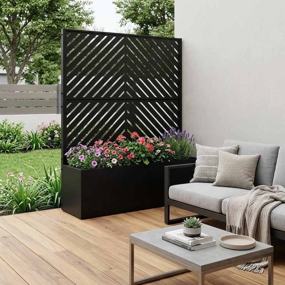 73" X 35" Black Striped Galvanized Metal Oval Planter Box HomeRoots