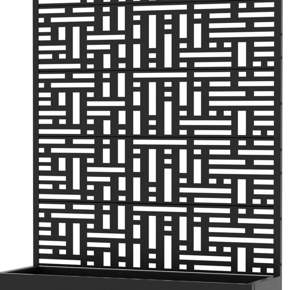 Set of Two Black Geometric Galvanized Metal Rectangular Planter Box — view 2