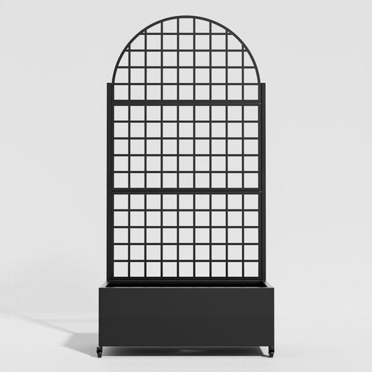 71" X 35" Black Geometric Galvanized Metal Oval Planter Box