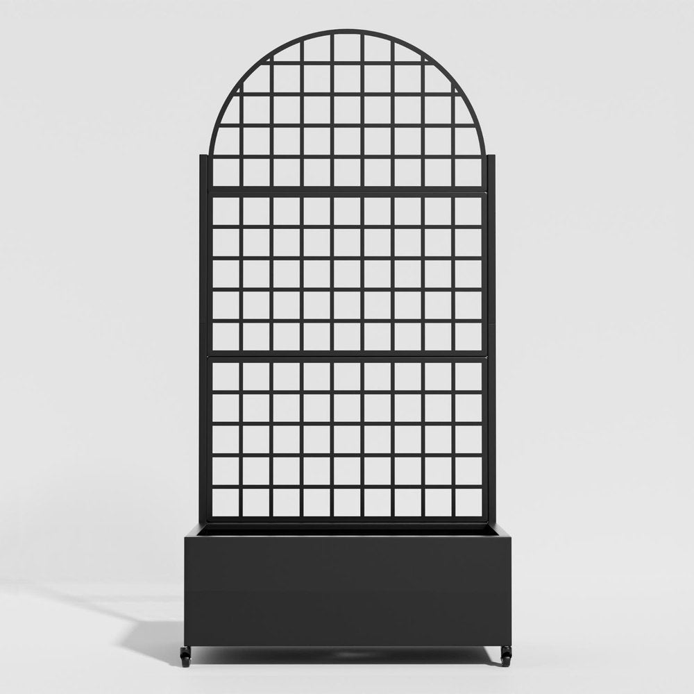 71" X 35" Black Geometric Galvanized Metal Oval Planter Box — view 5