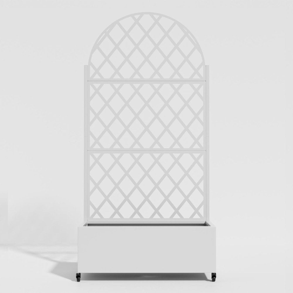 73" X 35" White Geometric Galvanized Metal Oval Planter Box — view 1