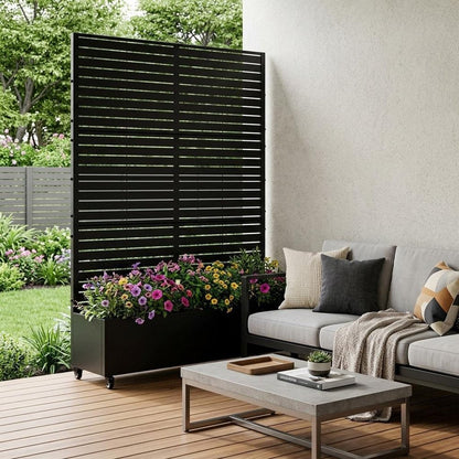 73" X 47" Black Striped Galvanized Metal Rectangular Planter Box HomeRoots