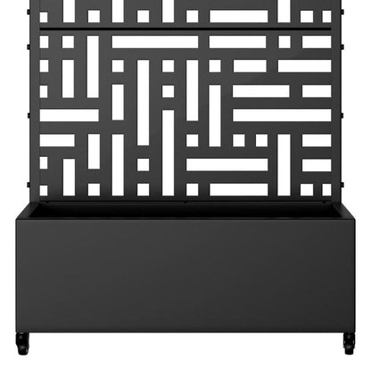 Set of Two Black Geometric Galvanized Metal Rectangular Planter Box HomeRoots