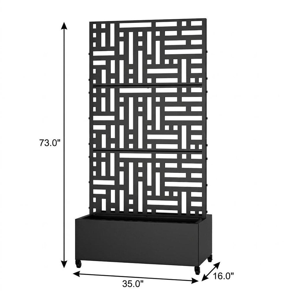 Set of Two Black Geometric Galvanized Metal Rectangular Planter Box — view 6