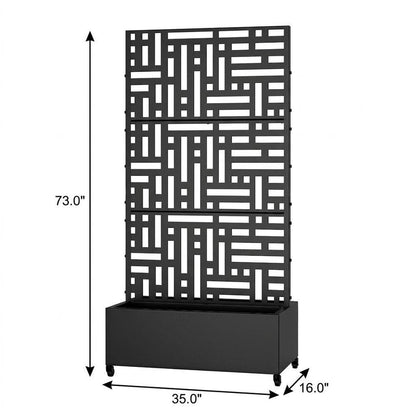 Set of Two Black Geometric Galvanized Metal Rectangular Planter Box