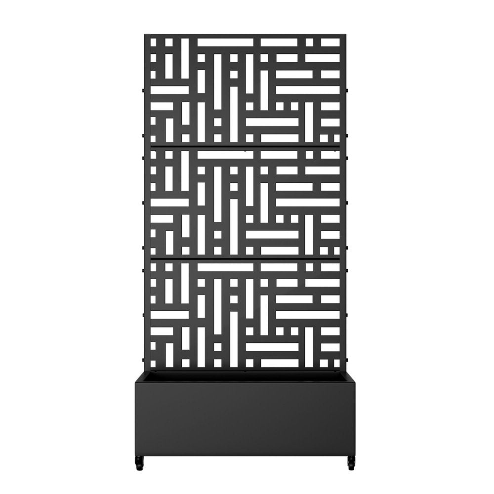 Set of Two Black Geometric Galvanized Metal Rectangular Planter Box — view 3