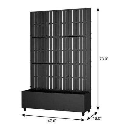 Set of Two Black Striped Galvanized Metal Rectangular Planter Box