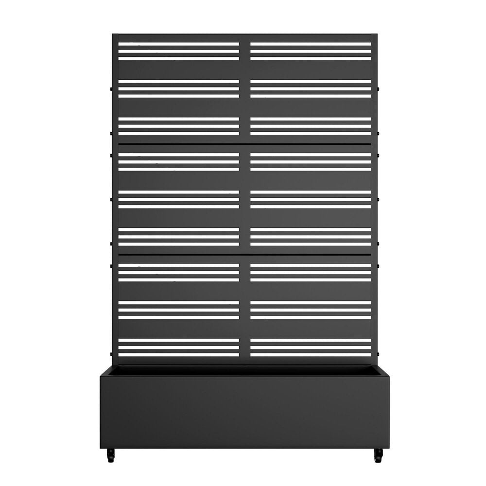 Set of Two Black Striped Galvanized Metal Rectangular Planter Box