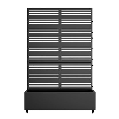 Set of Two Black Striped Galvanized Metal Rectangular Planter Box