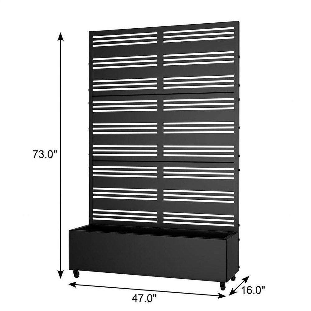 Set of Two Black Striped Galvanized Metal Rectangular Planter Box