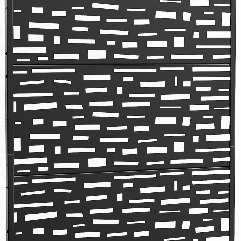 Set of Two Black Geometric Galvanized Metal Rectangular Planter Box — view 3