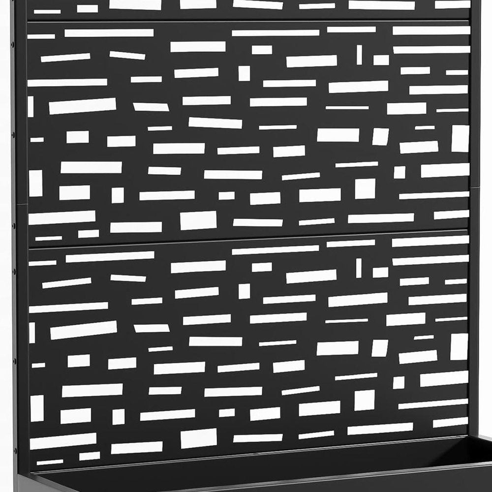 Set of Two Black Geometric Galvanized Metal Rectangular Planter Box — view 4