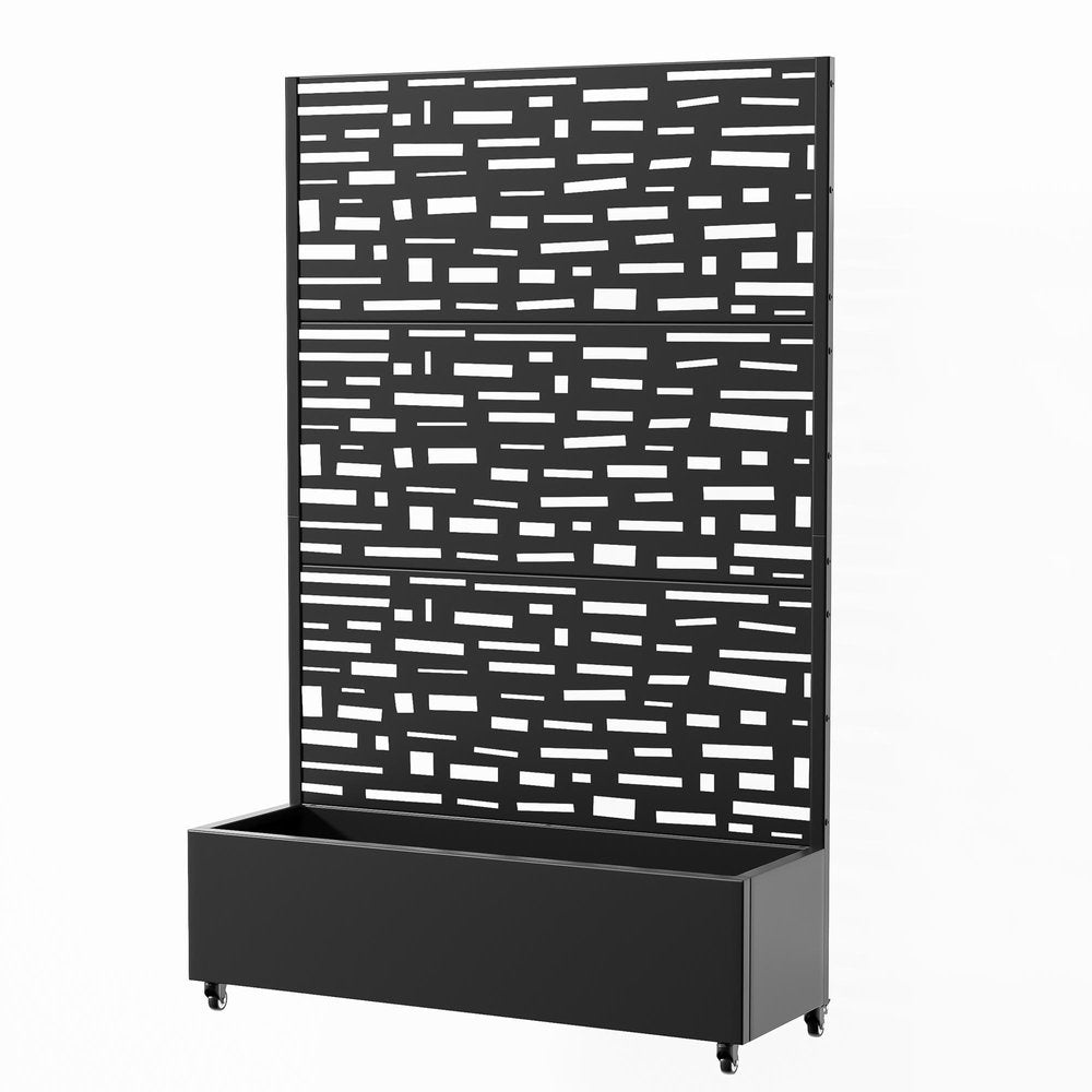 Set of Two Black Geometric Galvanized Metal Rectangular Planter Box