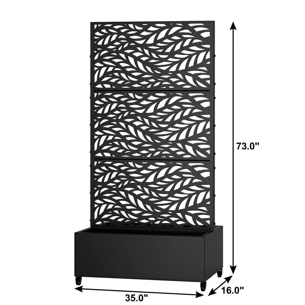 Set of Two Black Botanical Galvanized Metal Rectangular Planter Box — view 6
