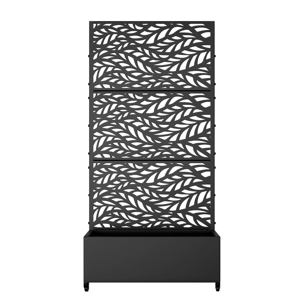 Set of Two Black Botanical Galvanized Metal Rectangular Planter Box