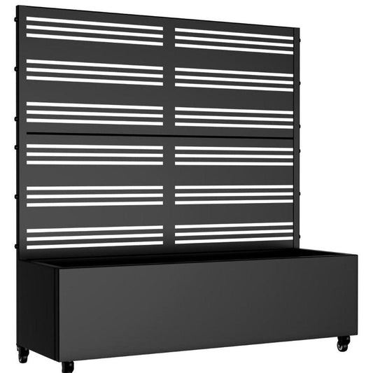 Set of Two Black Striped Galvanized Metal Rectangular Planter Box