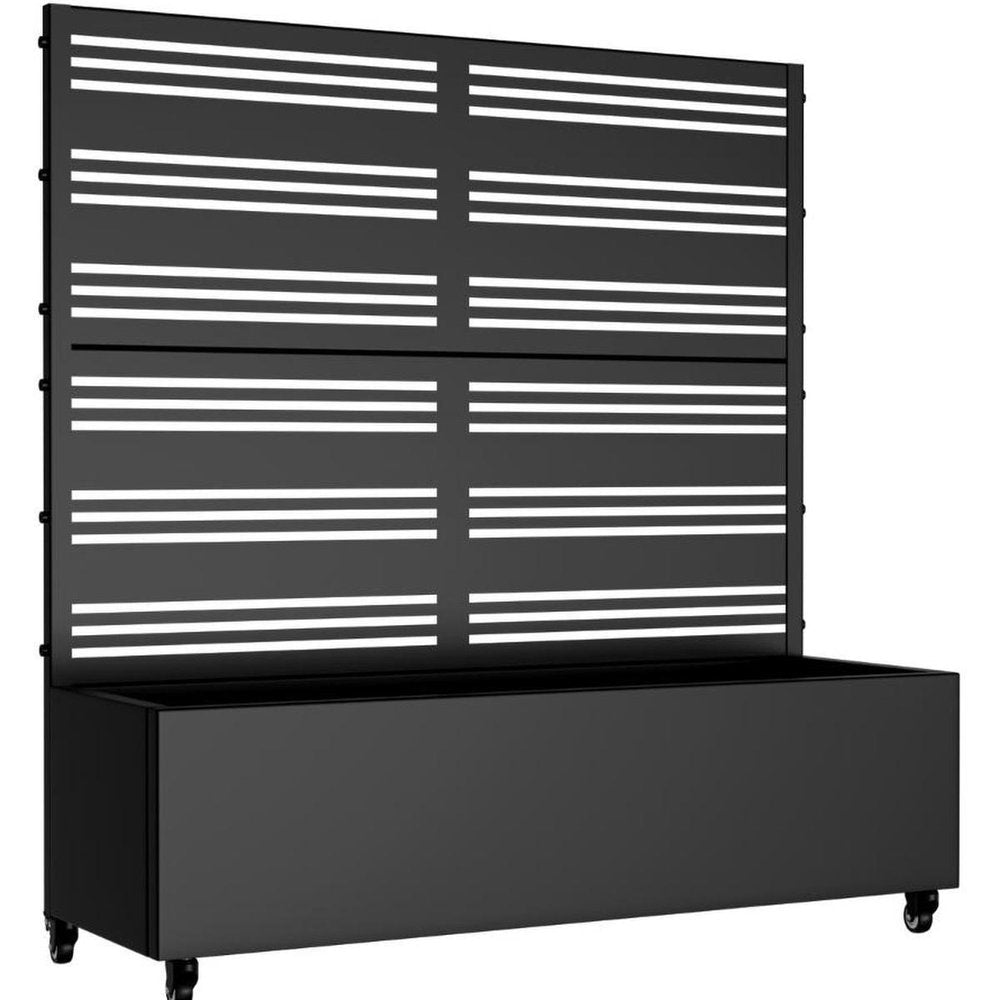 Set of Two Black Striped Galvanized Metal Rectangular Planter Box HomeRoots