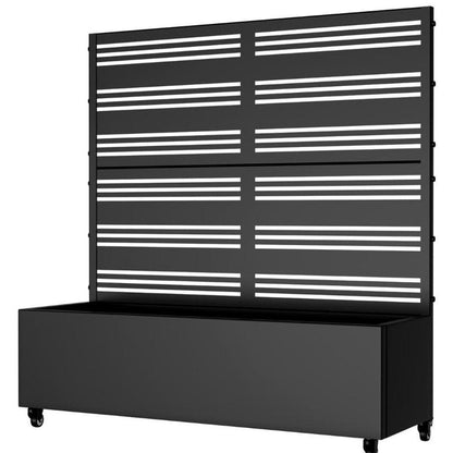 Set of Two Black Striped Galvanized Metal Rectangular Planter Box