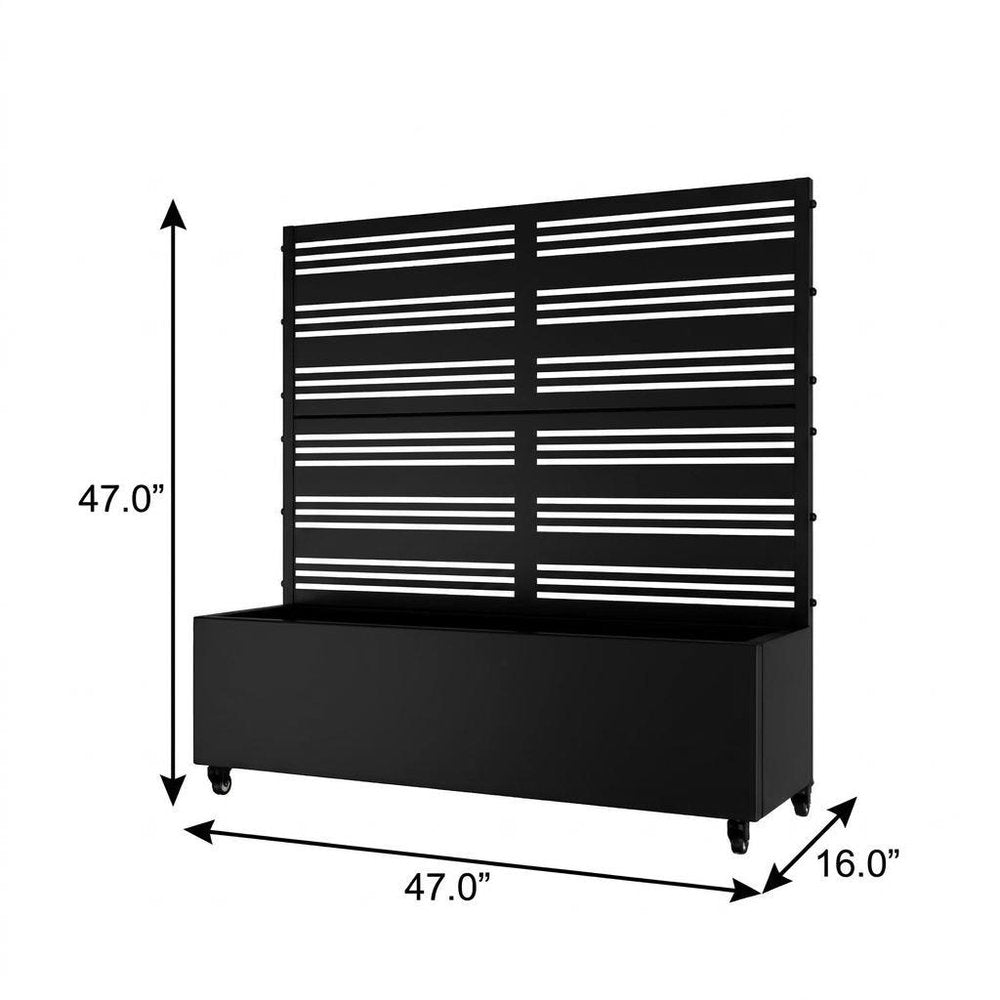 Set of Two Black Striped Galvanized Metal Rectangular Planter Box