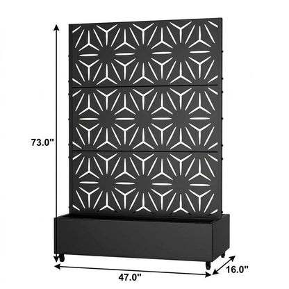 Set of Two Black Geometric Galvanized Metal Rectangular Planter Box